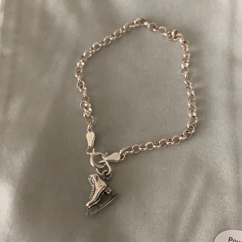 NWT Sterling Silver Ice Skate Charm bracelet